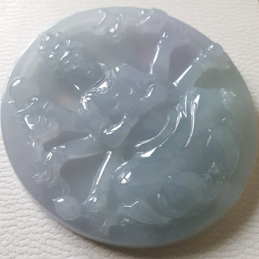紫罗兰淡绿观音翡翠吊坠 (Type A Lavender with Green Jadeite Jade GuanYin Pendant) PGY79212