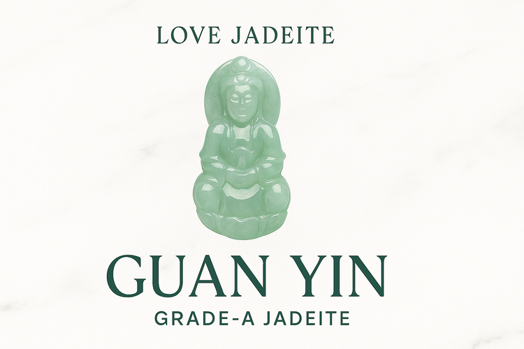 Guan Yin jade pendant – natural Grade-A jadeite carving for protection, Love Jadeite Singapore