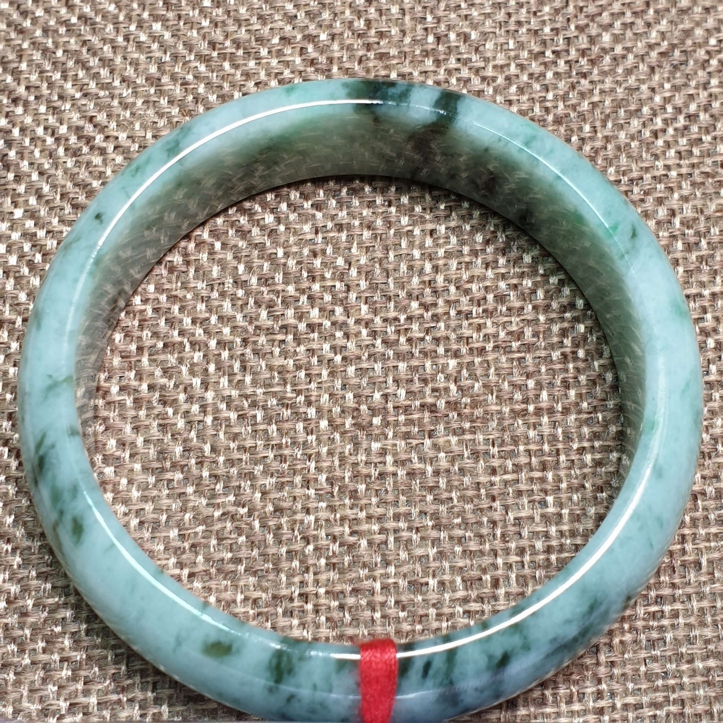 54.5mm Flower Green Type A Jadeite Jade Semi-Round Bangle (花青翡翠正圈手镯) BGL14945