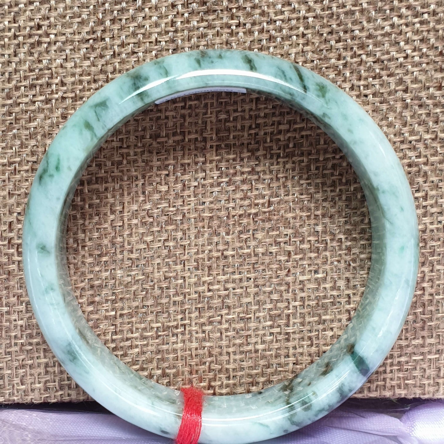 54.5mm Flower Green Type A Jadeite Jade Semi-Round Bangle (花青翡翠正圈手镯) BGL14945