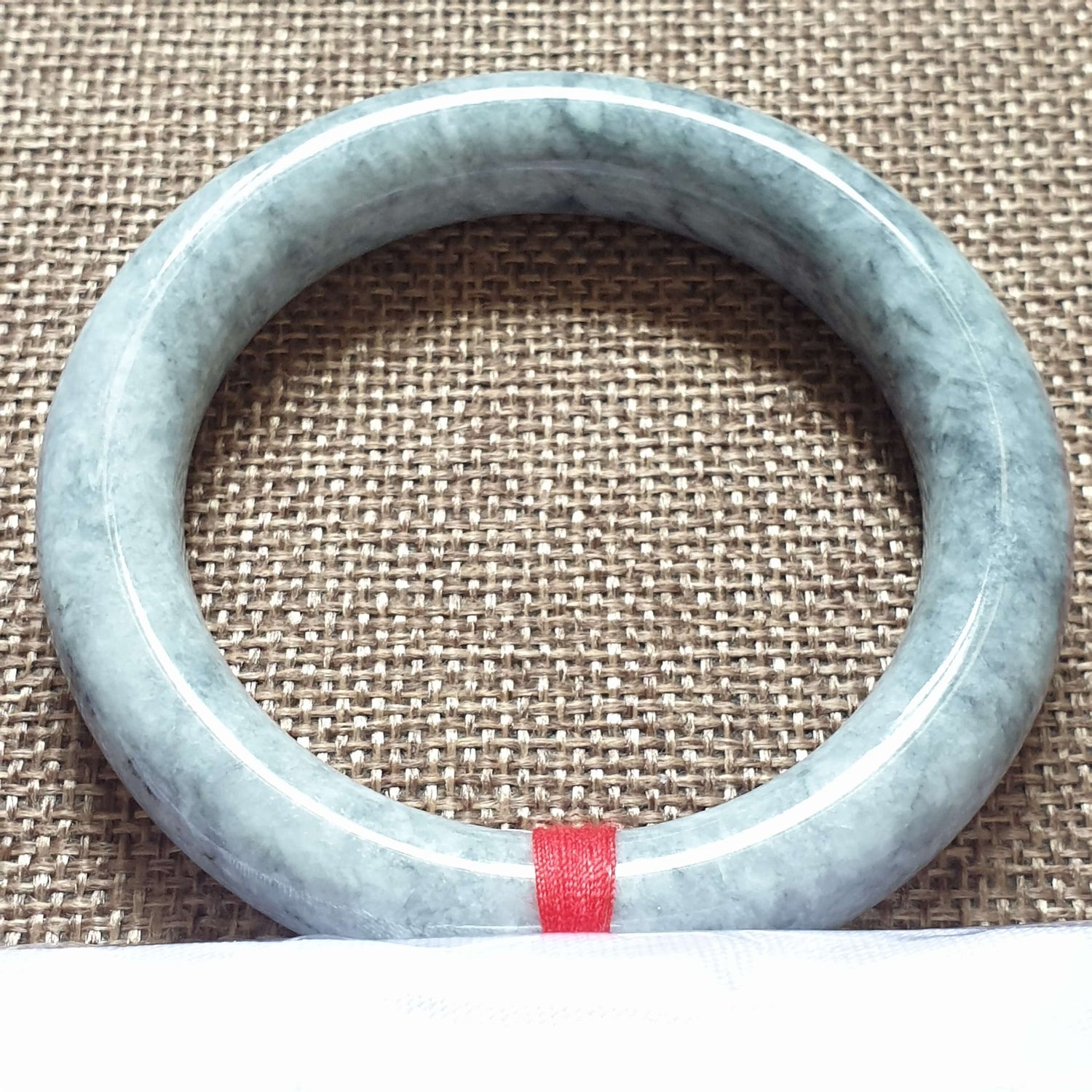 56mm Ash Grey Type A Jadeite Jade Bangle (乌鸡翡翠圆条手镯) BGL76744