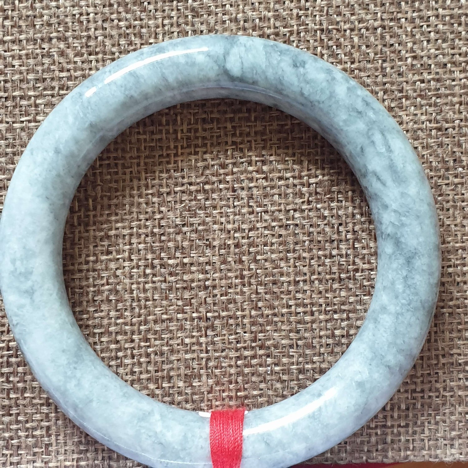 56mm Ash Grey Type A Jadeite Jade Bangle (乌鸡翡翠圆条手镯) BGL76744