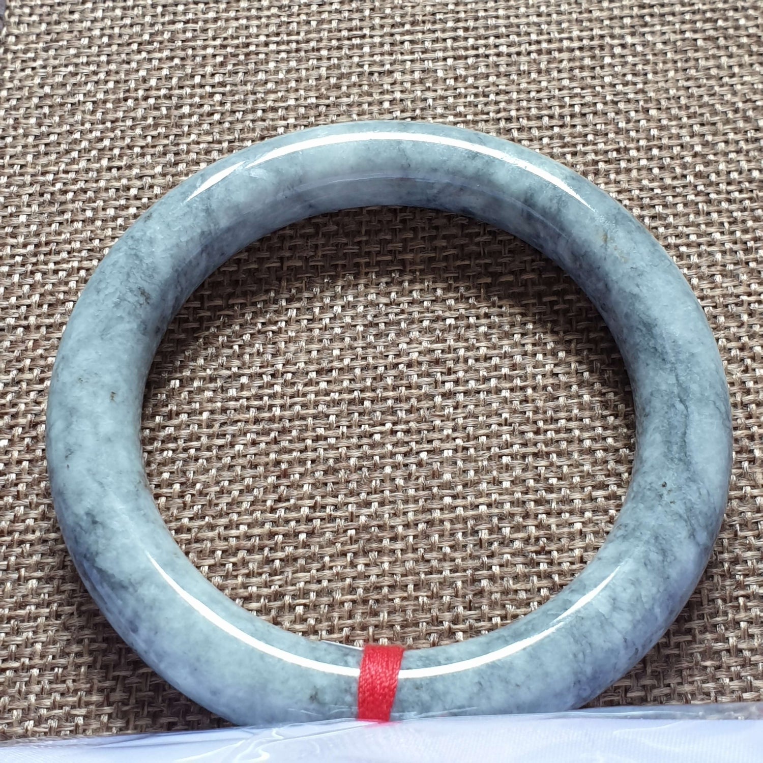 56mm Ash Grey Type A Jadeite Jade Bangle (乌鸡翡翠圆条手镯) BGL76748