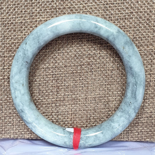 56mm Ash Grey Type A Jadeite Jade Bangle (乌鸡翡翠圆条手镯) BGL76748