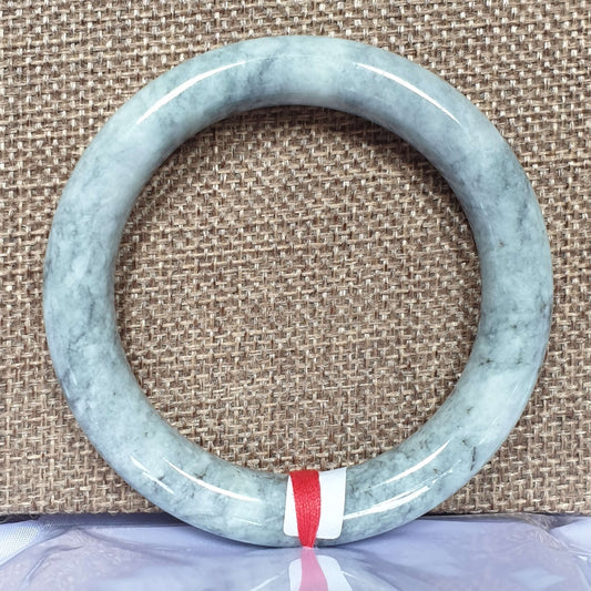 56mm Ash Grey Type A Jadeite Jade Bangle (乌鸡翡翠圆条手镯) BGL76748