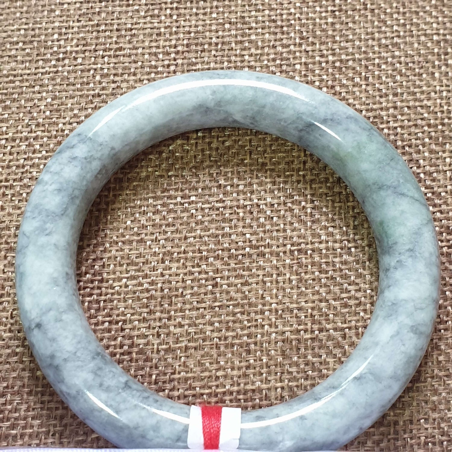 56mm Ash Grey Type A Jadeite Jade Bangle (乌鸡翡翠圆条手镯) BGL76760