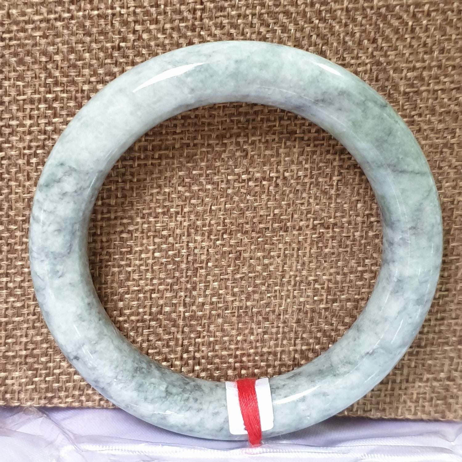 56mm Ash Grey Type A Jadeite Jade Bangle (乌鸡翡翠圆条手镯) BGL76760