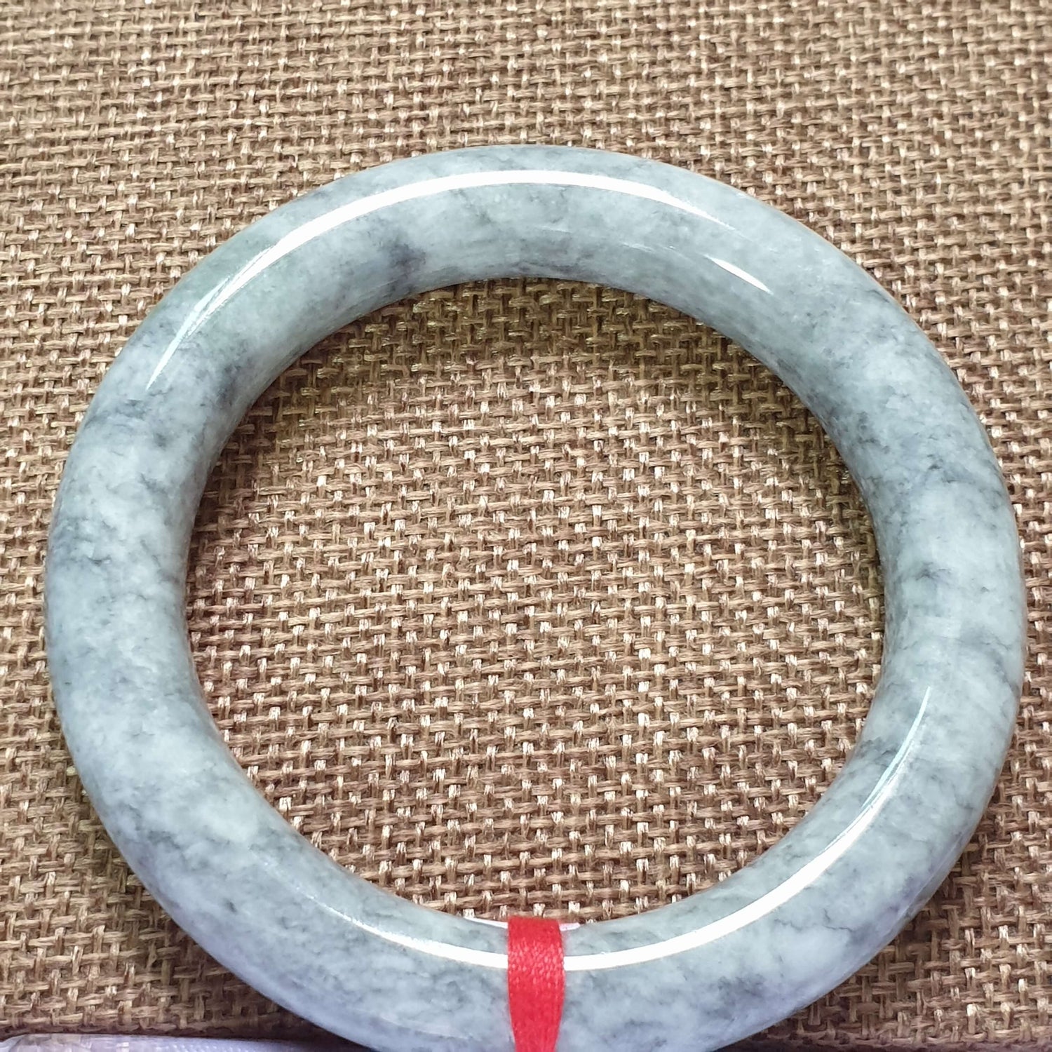 56mm Ash Grey Type A Jadeite Jade Bangle (乌鸡翡翠圆条手镯) BGL76760