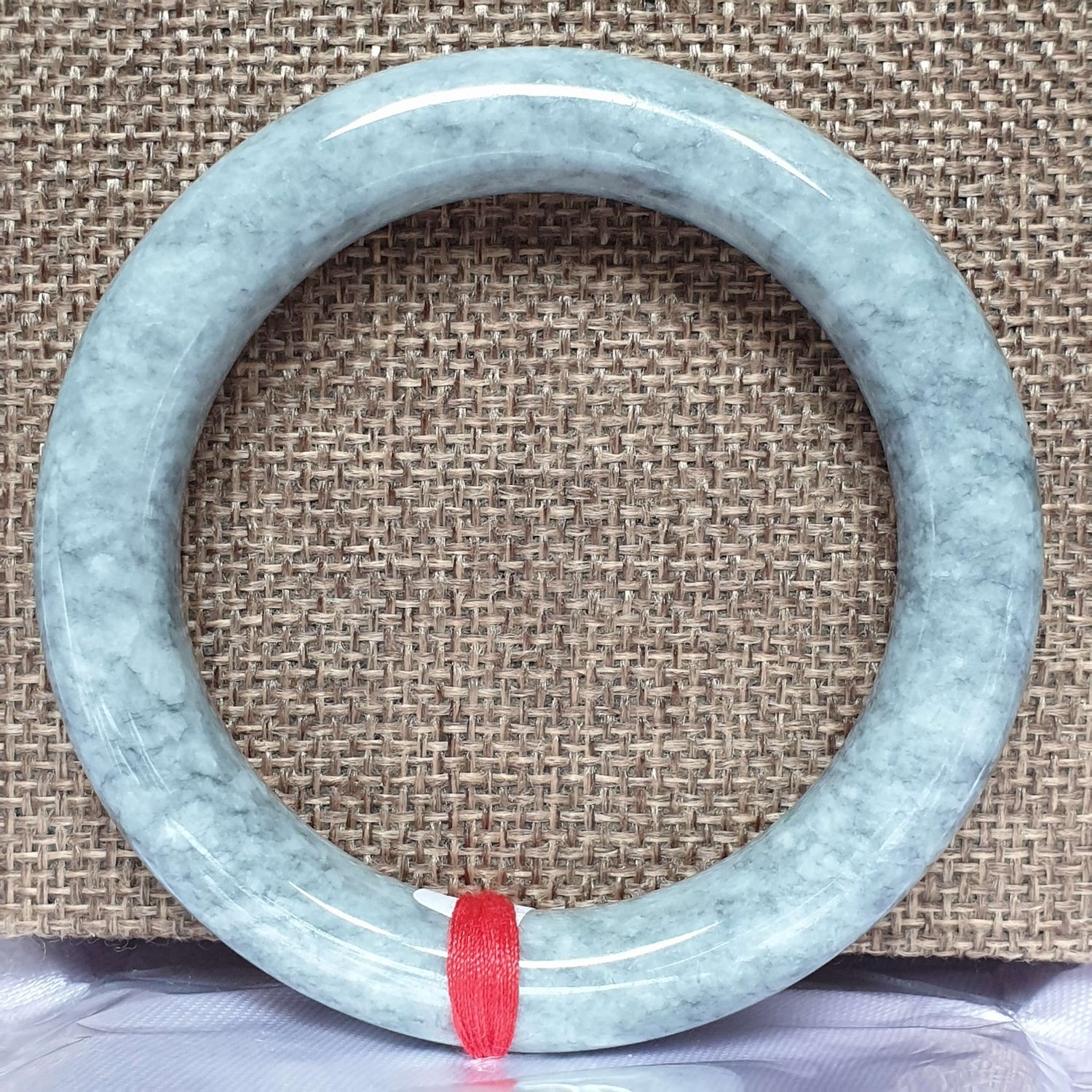 56mm Ash Grey Type A Jadeite Jade Bangle (乌鸡翡翠圆条手镯) BGL76763