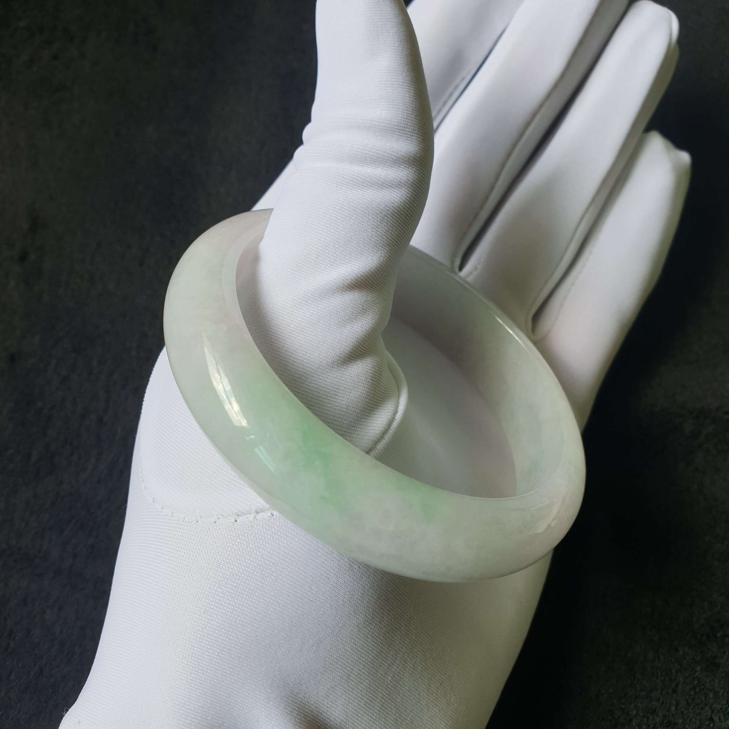 58.6mm Green Type A Jadeite Jade Semi-Round Bangle (BGL23306) est Gift, Ideal Gift, Top Gift, Anniversary Gift, Couple Gift, Birthday Gift, for girl, for women, for parent, parent gift