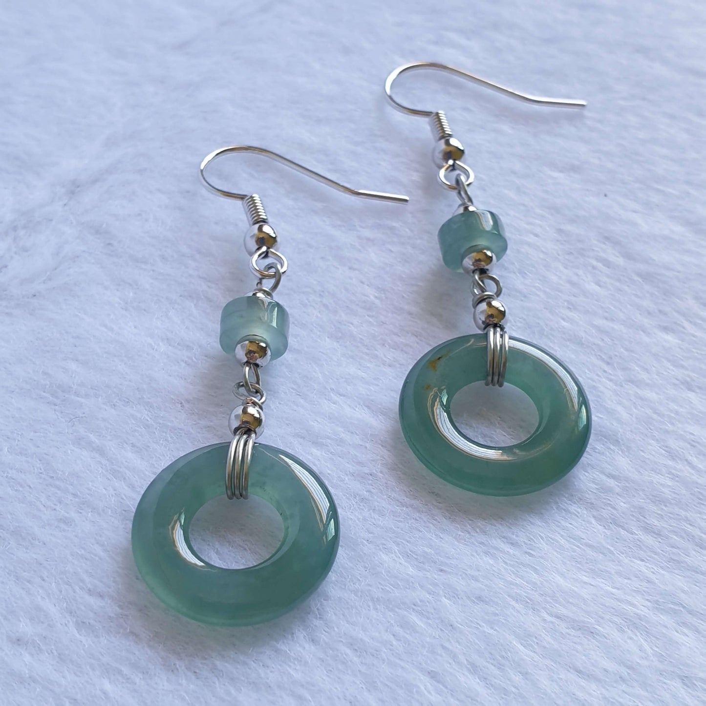 Icy Bluish Green Type A Jadeite Jade Dangle Earring (EDG41002) Best Gift, Ideal Gift, Top Gift, Anniversary Gift, Couple Gift, Birthday Gift, for girl, for women, for parent, parent gift