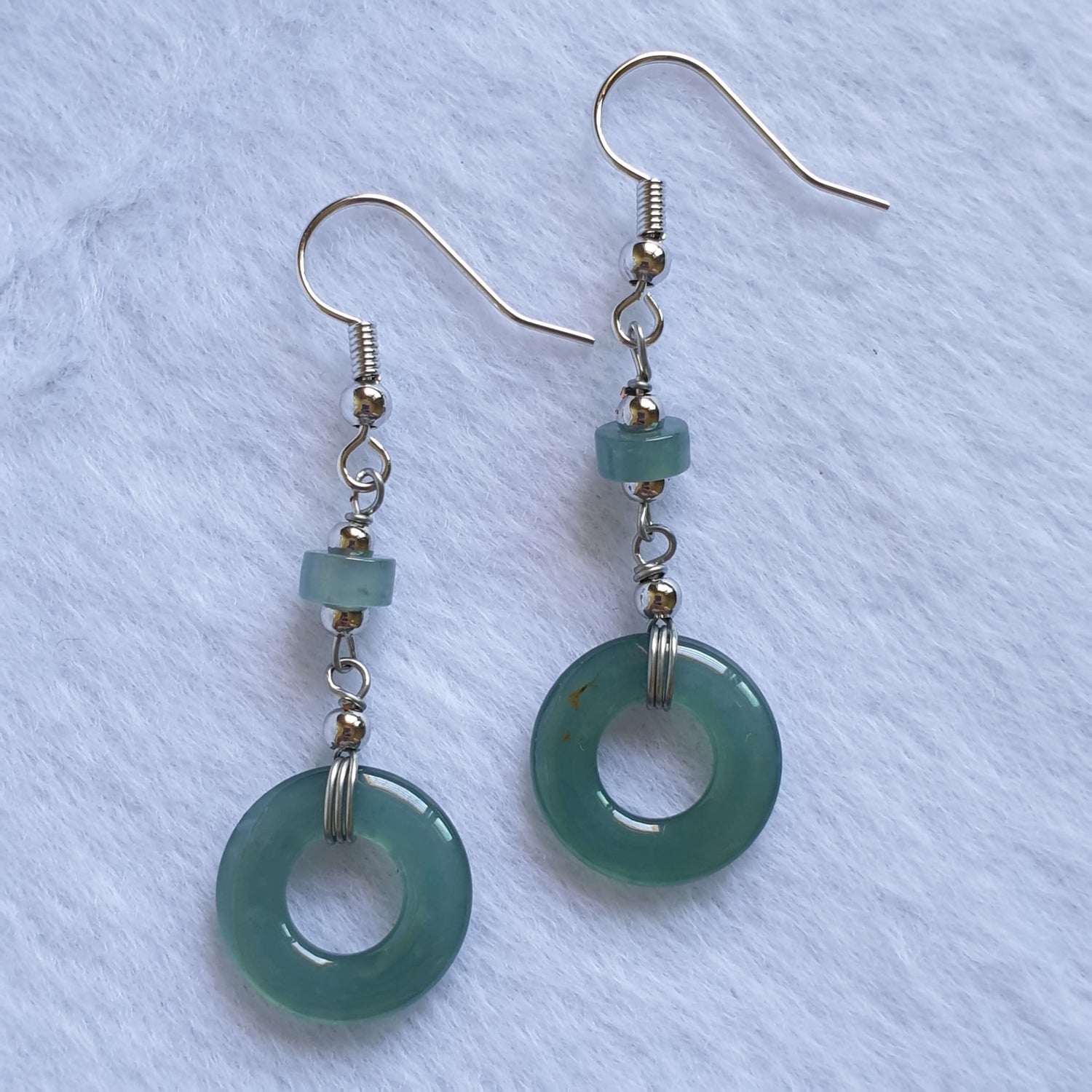 Icy Bluish Green Type A Jadeite Jade Dangle Earring (EDG41002) Best Gift, Ideal Gift, Top Gift, Anniversary Gift, Couple Gift, Birthday Gift, for girl, for women, for parent, parent gift