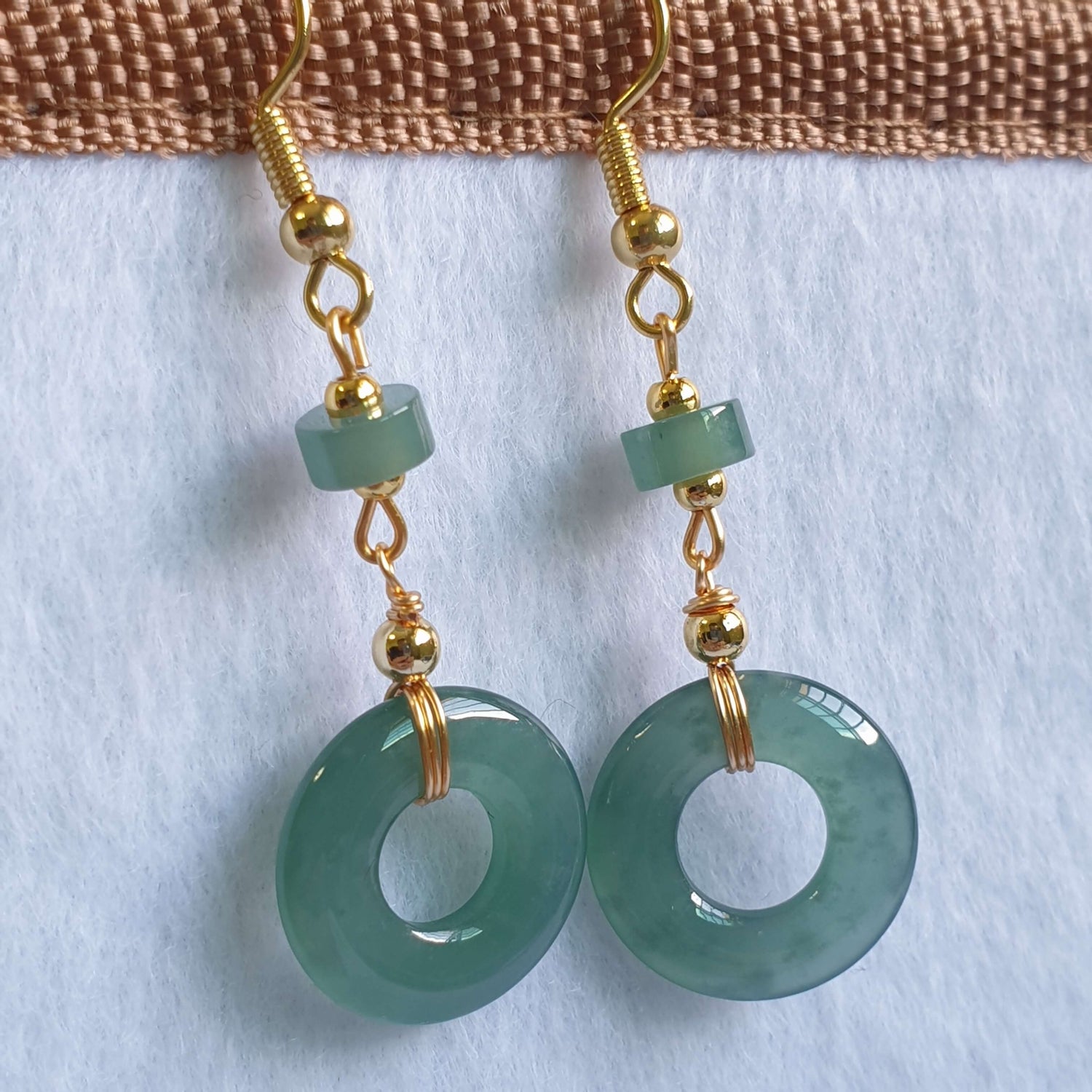 Icy Bluish Green Type A Jadeite Jade Dangle Earring (EDG41004) Best Gift, Ideal Gift, Top Gift, Anniversary Gift, Couple Gift, Birthday Gift, for girl, for women, for parent, parent gift