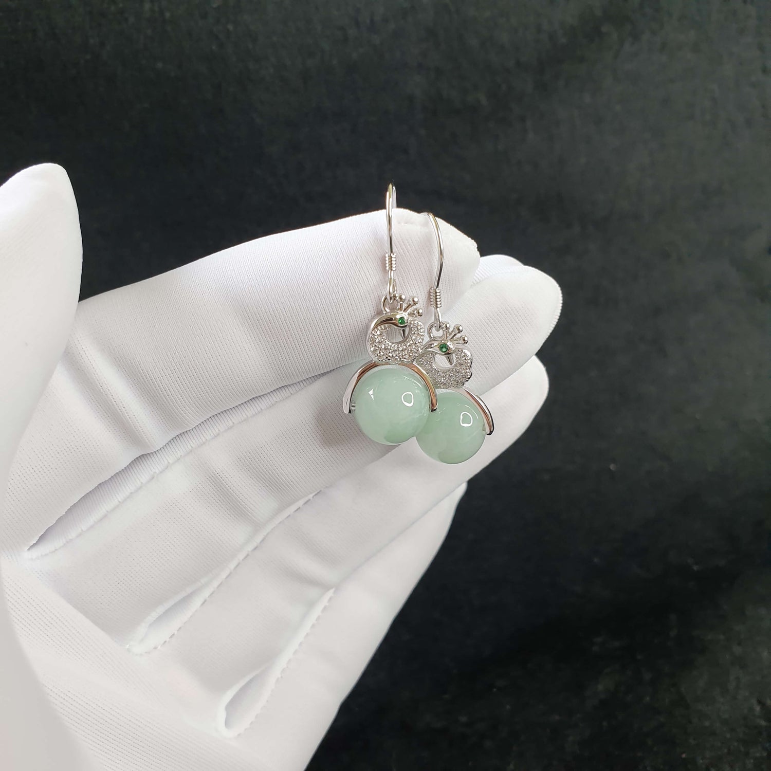 Jadeite Jade Peacock Dangle Earrings (AFG-EDG-001) Best Gift, Ideal Gift, Top Gift, Anniversary Gift, Couple Gift, Birthday Gift, for girl, for women, for parent, parent gift