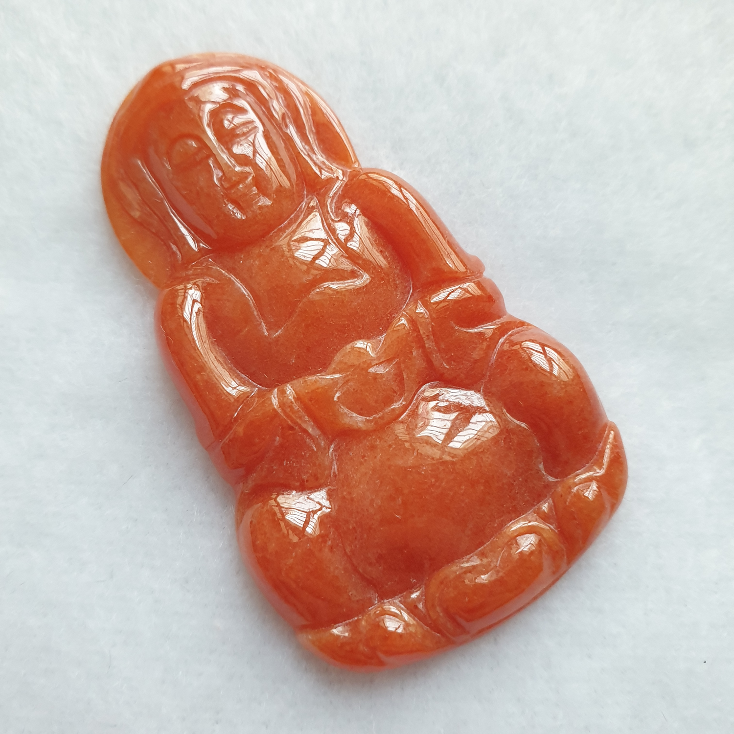 红翡翡翠观音吊坠 (Type A Red Jadeite Jade GuanYin Pendant) PGY96504