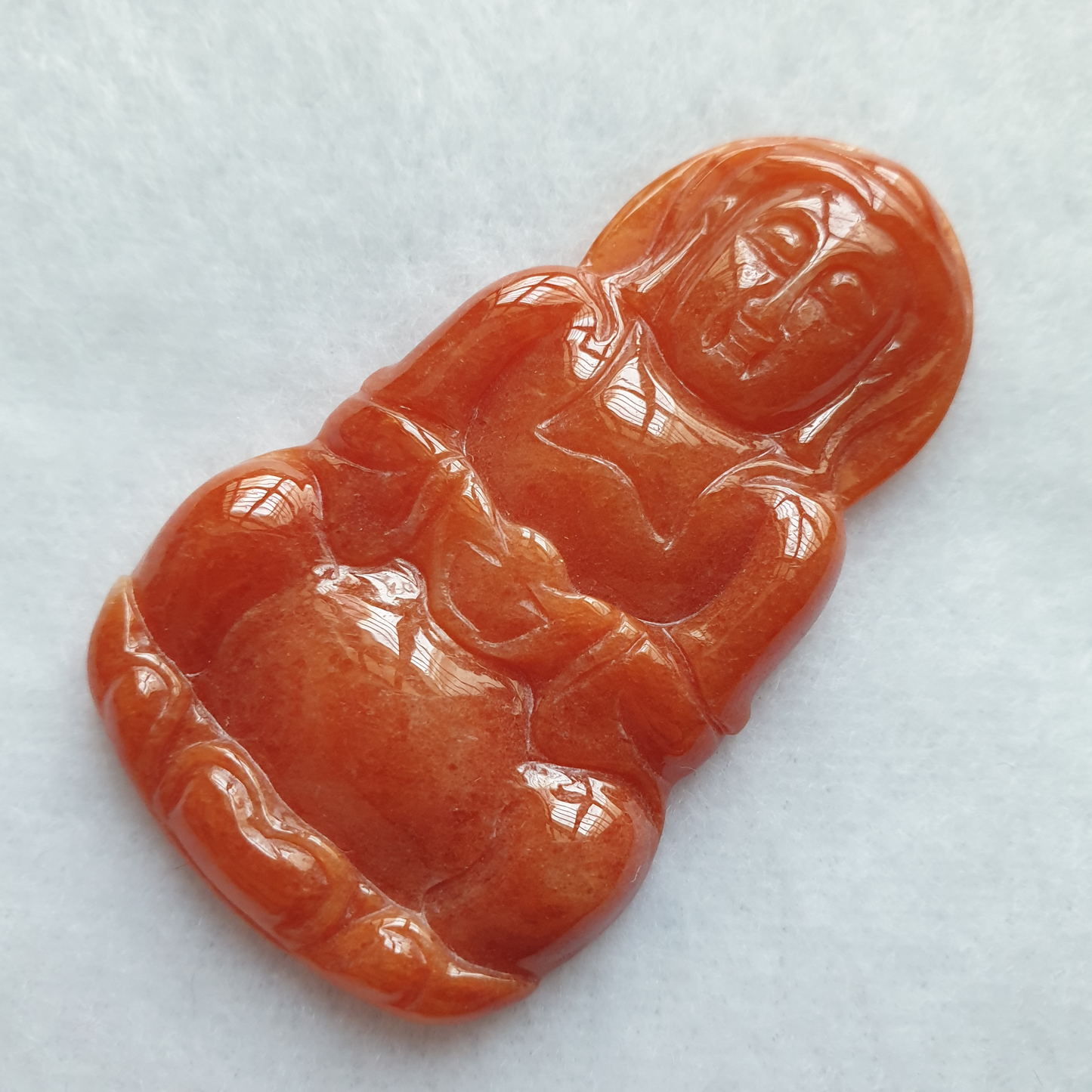 红翡翡翠观音吊坠 (Type A Red Jadeite Jade GuanYin Pendant) PGY96504