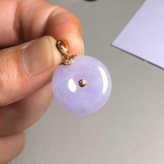 [P] Type A Lavender Jadeite Jade Donut/Ping An Kou Pendant