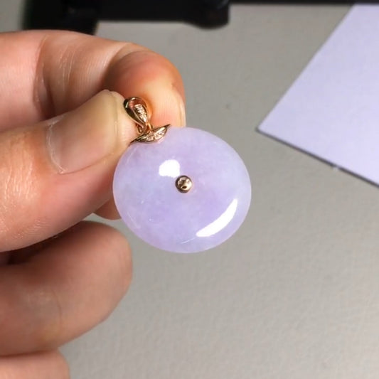 [P] Type A Lavender Jadeite Jade Donut/Ping An Kou Pendant