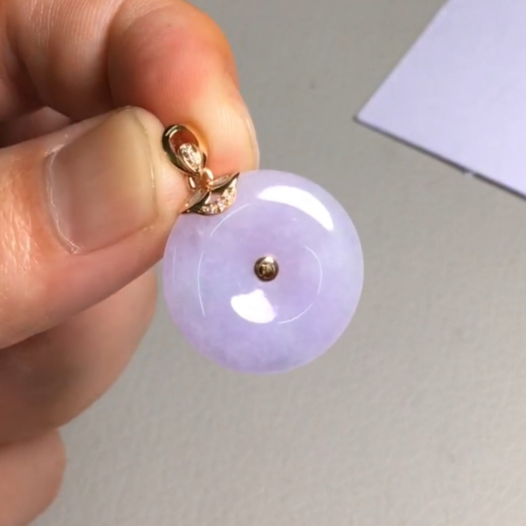 [P] Type A Lavender Jadeite Jade Donut/Ping An Kou Pendant