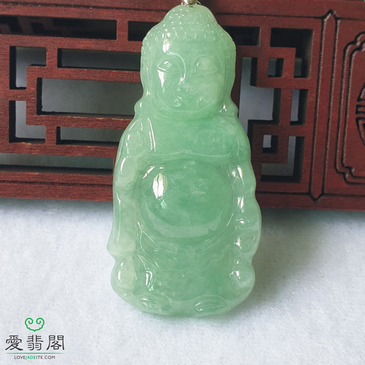 Myanmar Type A Full Green Singapore Jadeite Jade Baby Buddha Jewelry Jewellery Unisex Pendant 缅甸A货全绿翡翠宝宝佛新加坡首饰吊坠 PBB49022