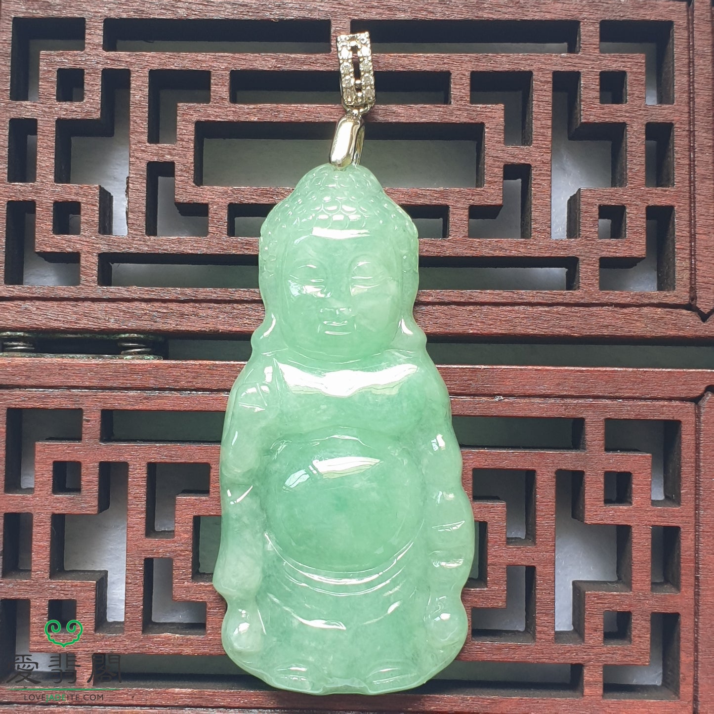 Myanmar Type A Full Green Singapore Jadeite Jade Baby Buddha Jewelry Jewellery Unisex Pendant 缅甸A货全绿翡翠宝宝佛新加坡首饰吊坠 PBB49022