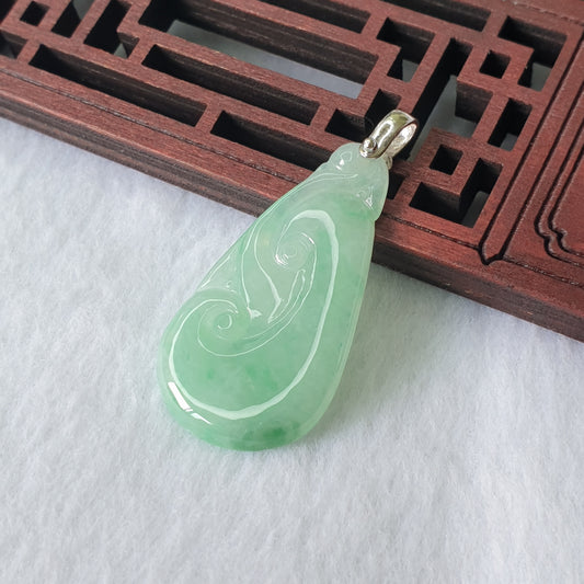 Type A Green Jadeite Jade RuYi Pendant (PRY49064)