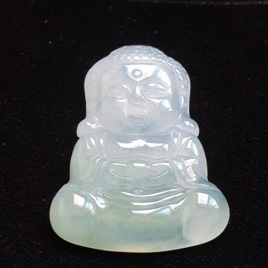 冰种飘花翡翠宝宝佛吊坠 (Type A Icy Jadeite Jade Baby Buddha Pendant) PBB31126