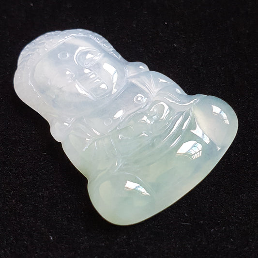 冰种飘花翡翠宝宝佛吊坠 (Type A Icy Jadeite Jade Baby Buddha Pendant) PBB31126