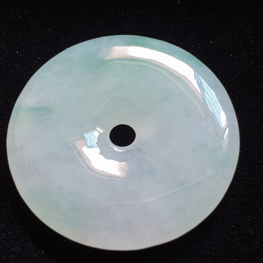 冰种绿花翡翠平安扣吊坠 (Type A Icy Jadeite Jade Donut/Ping An Kou Pendant) PDN31120