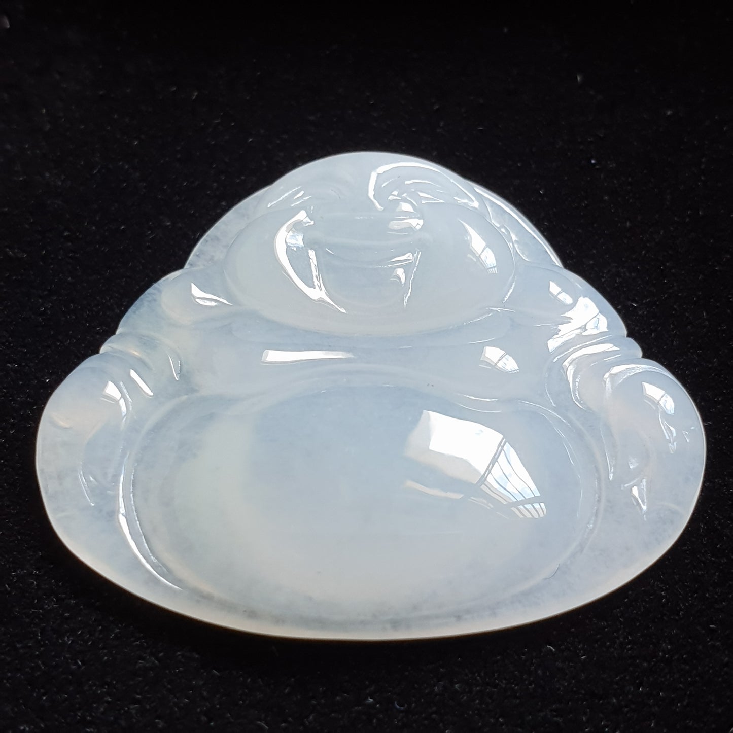 冰种翡翠佛公/笑佛吊坠 (Type A Icy Jadeite Jade Laughing Buddha Pendant) PLB31122