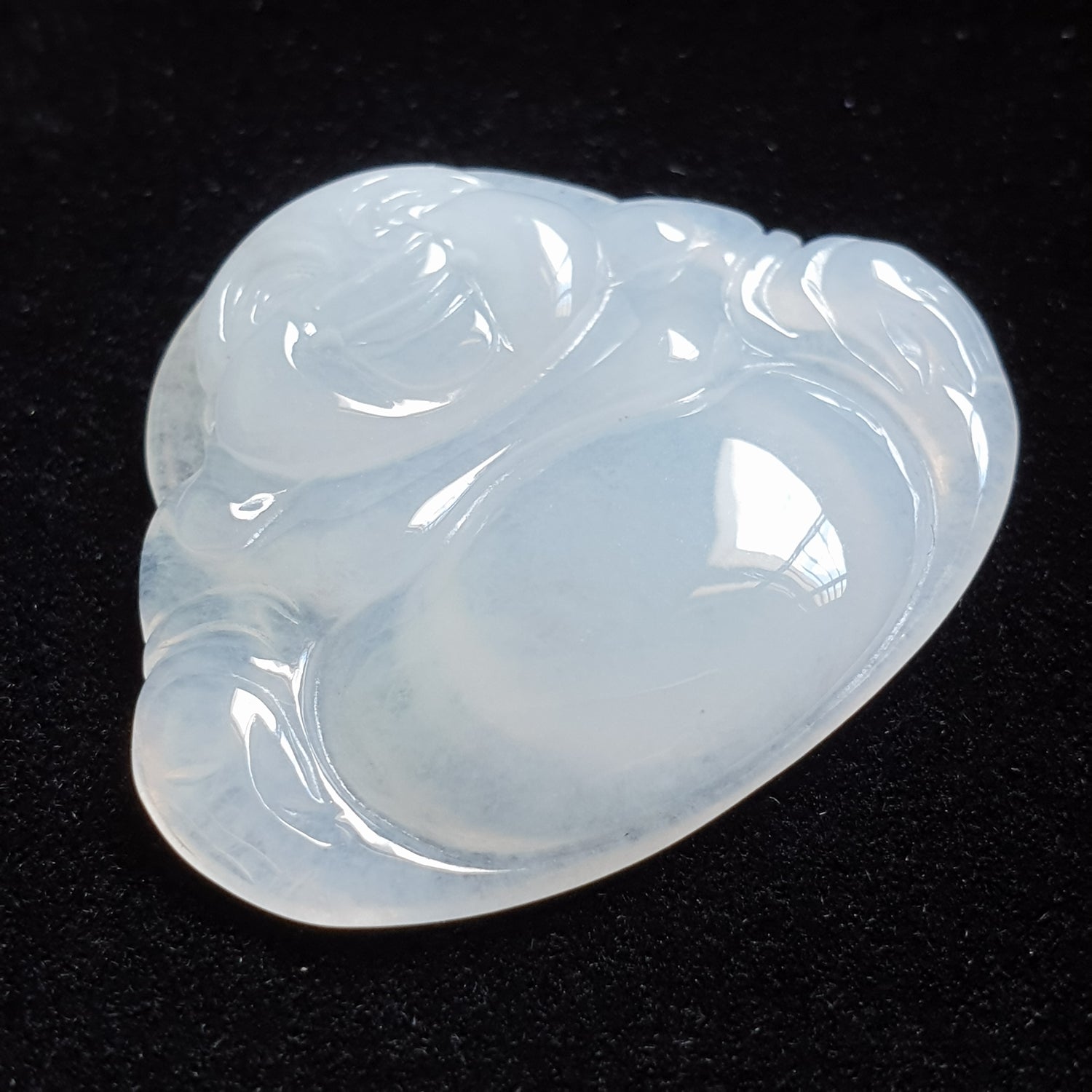 冰种翡翠佛公/笑佛吊坠 (Type A Icy Jadeite Jade Laughing Buddha Pendant) PLB31122