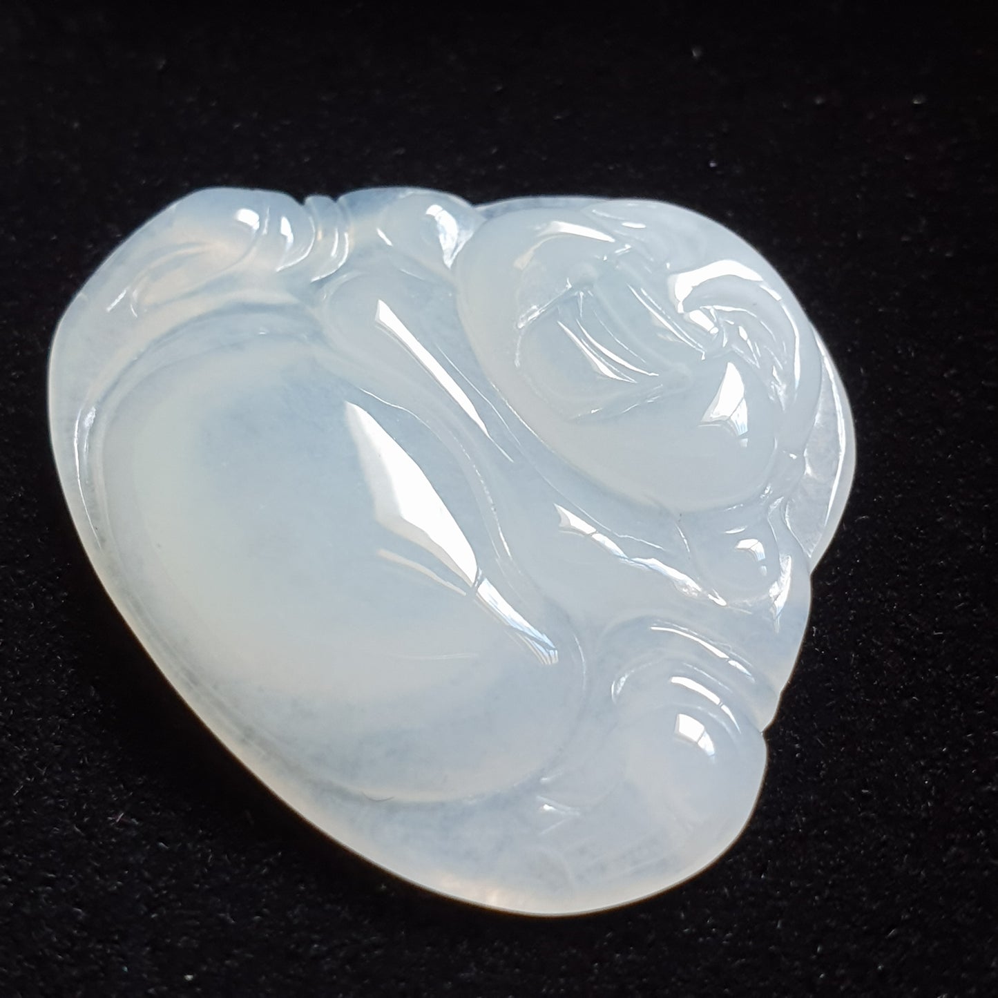 冰种翡翠佛公/笑佛吊坠 (Type A Icy Jadeite Jade Laughing Buddha Pendant) PLB31122