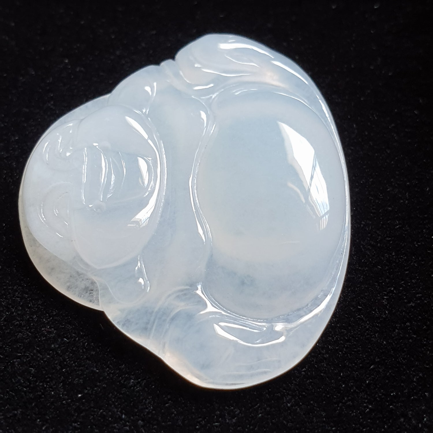 冰种翡翠佛公/笑佛吊坠 (Type A Icy Jadeite Jade Laughing Buddha Pendant) PLB31122