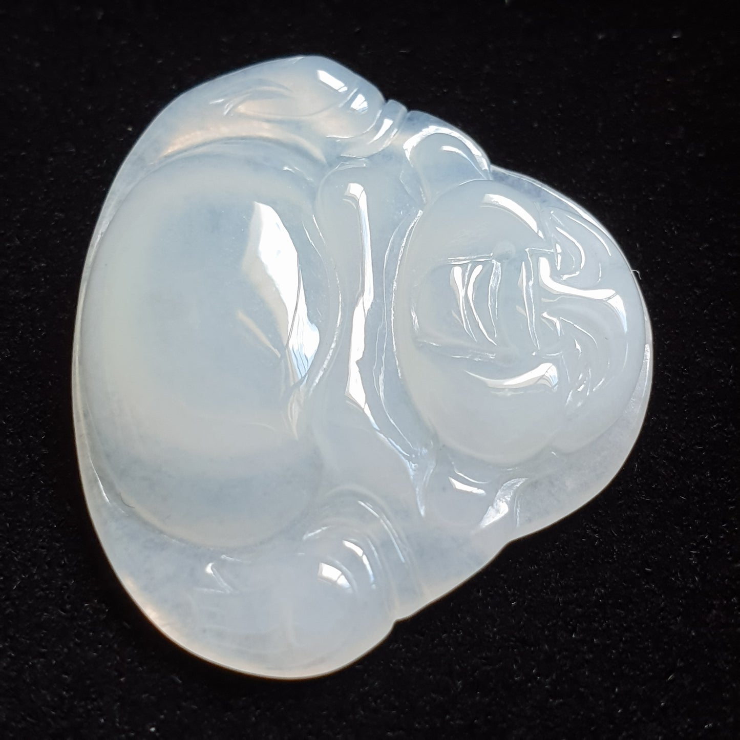 冰种翡翠佛公/笑佛吊坠 (Type A Icy Jadeite Jade Laughing Buddha Pendant) PLB31122