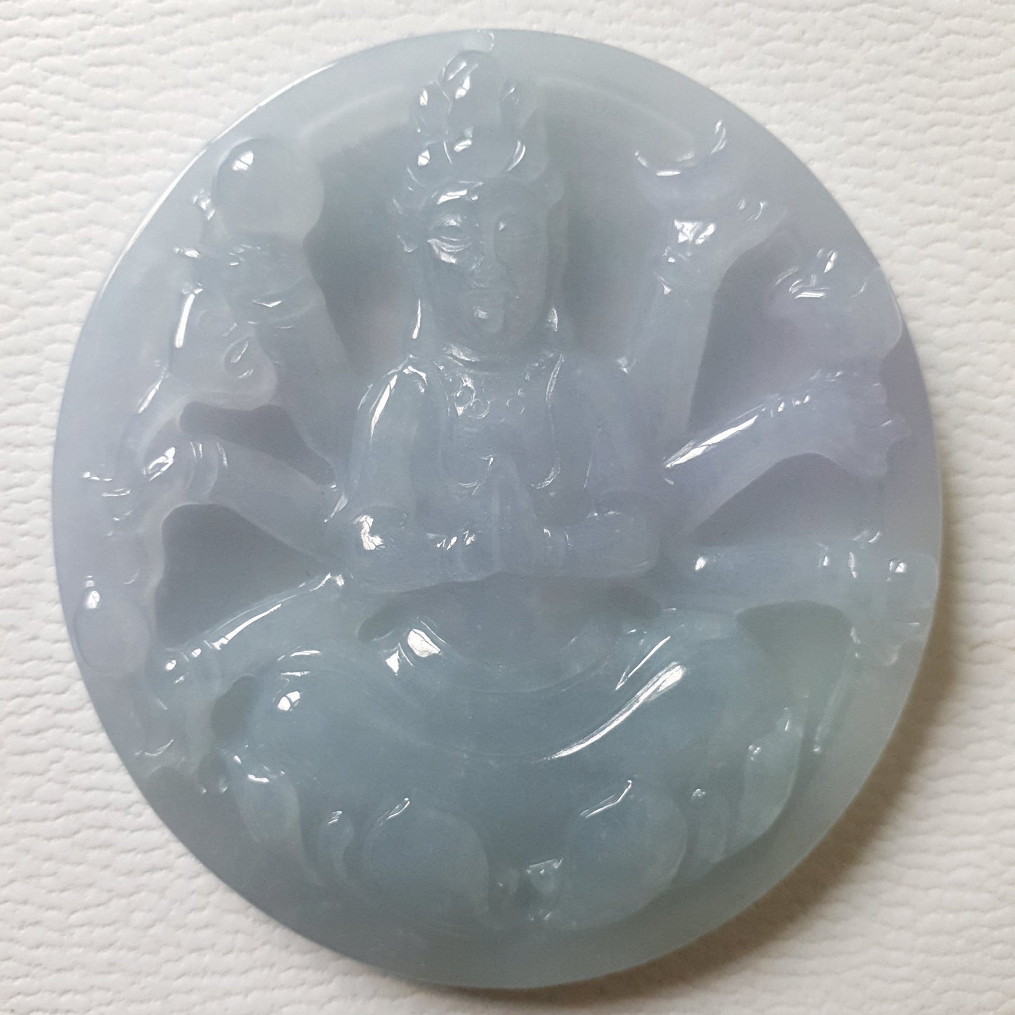 紫罗兰淡绿观音翡翠吊坠 (Type A Lavender with Green Jadeite Jade GuanYin Pendant) PGY79212