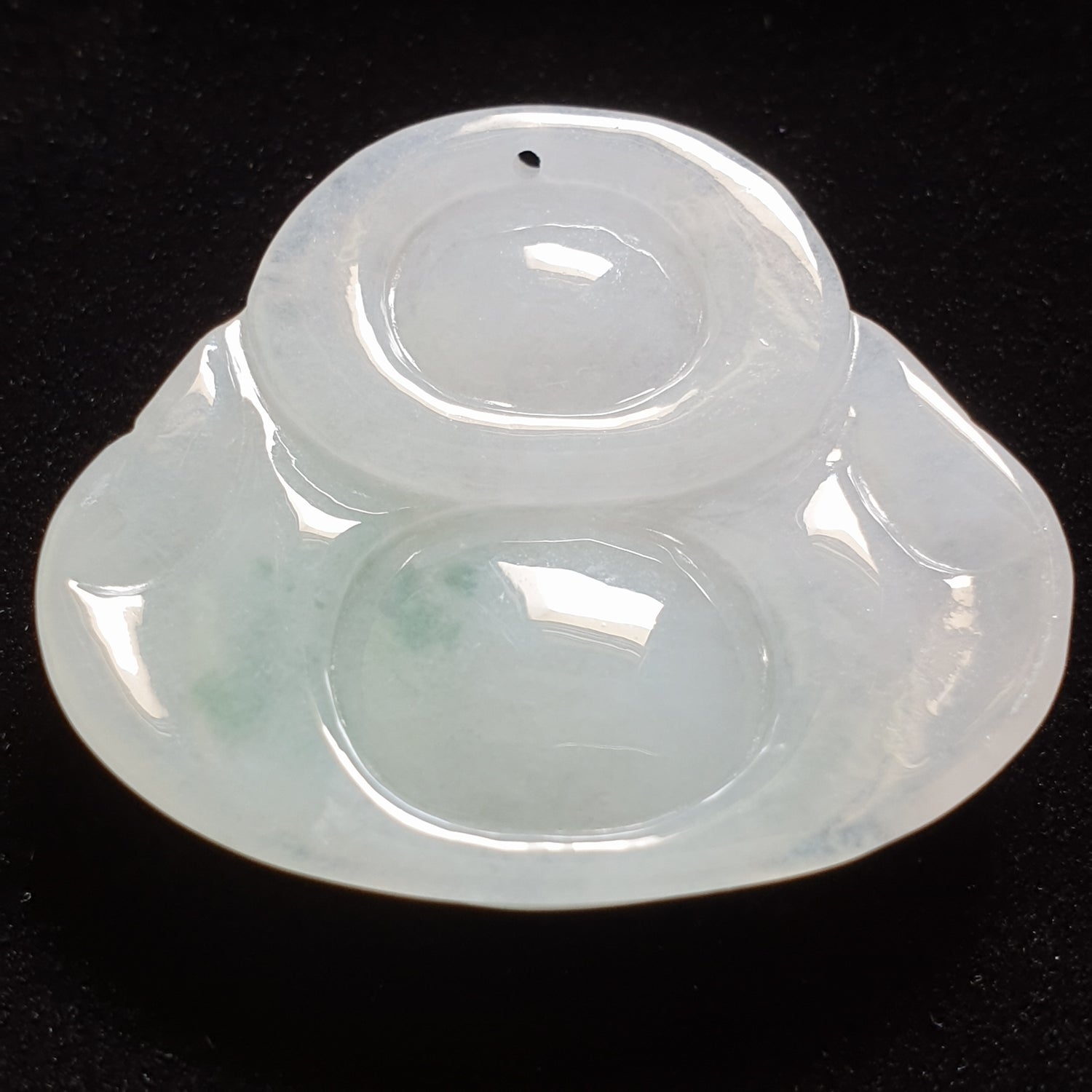 糯种翡翠佛公/笑佛吊坠 (Type A Translucent Jadeite Jade Laughing Buddha Pendant) PLB31123