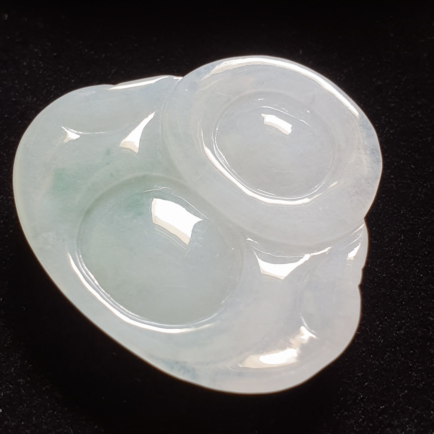 糯种翡翠佛公/笑佛吊坠 (Type A Translucent Jadeite Jade Laughing Buddha Pendant) PLB31123