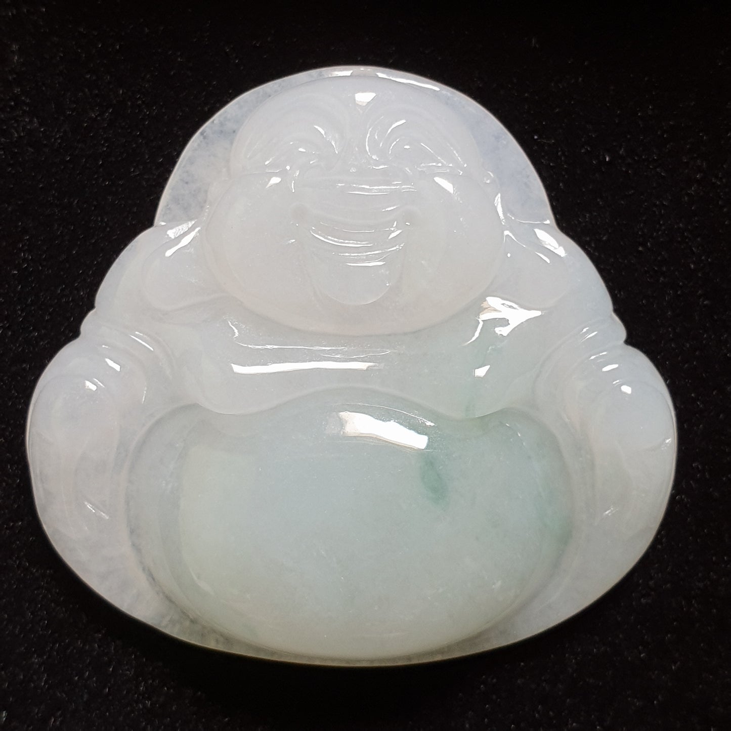 糯种翡翠佛公/笑佛吊坠 (Type A Translucent Jadeite Jade Laughing Buddha Pendant) PLB31123