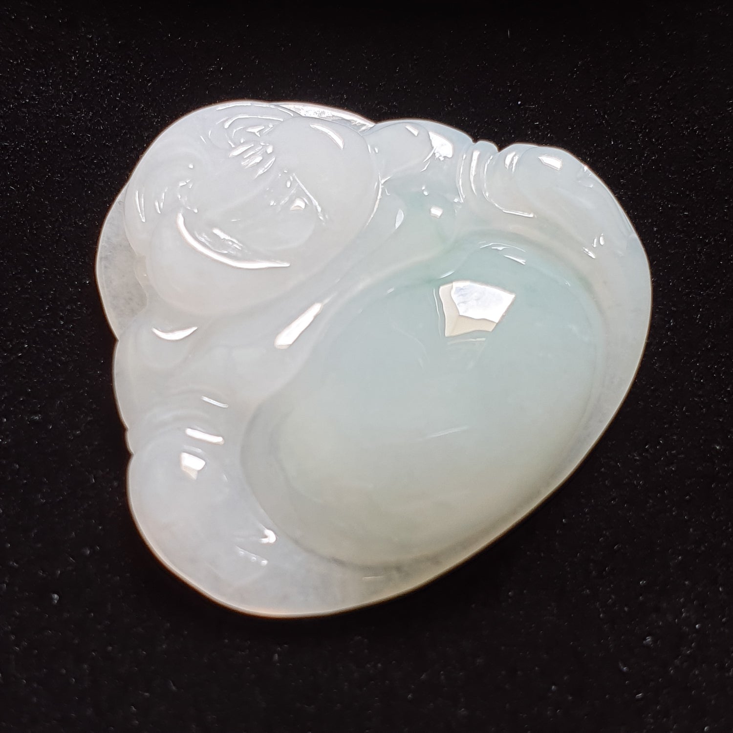 糯种翡翠佛公/笑佛吊坠 (Type A Translucent Jadeite Jade Laughing Buddha Pendant) PLB31123