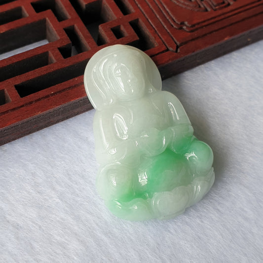 Myanmar Burma Natural Type A White Green Jadeite Jade Guan Yin Pendant Men Male Women Female Jewellery Jewelry 缅甸天然A货白绿翡翠观音吊坠吊饰女性男性首饰玉石珠宝