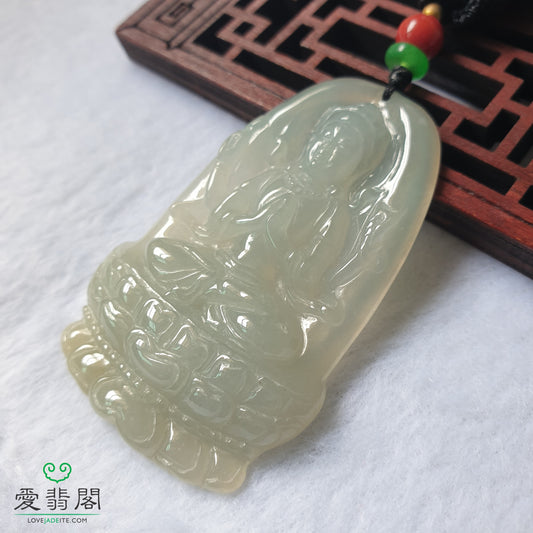 Type A Yellow Jadeite Jade Thousand Hands GuanYin Pendant (飘黄千手观音翡翠吊坠) PGY01360