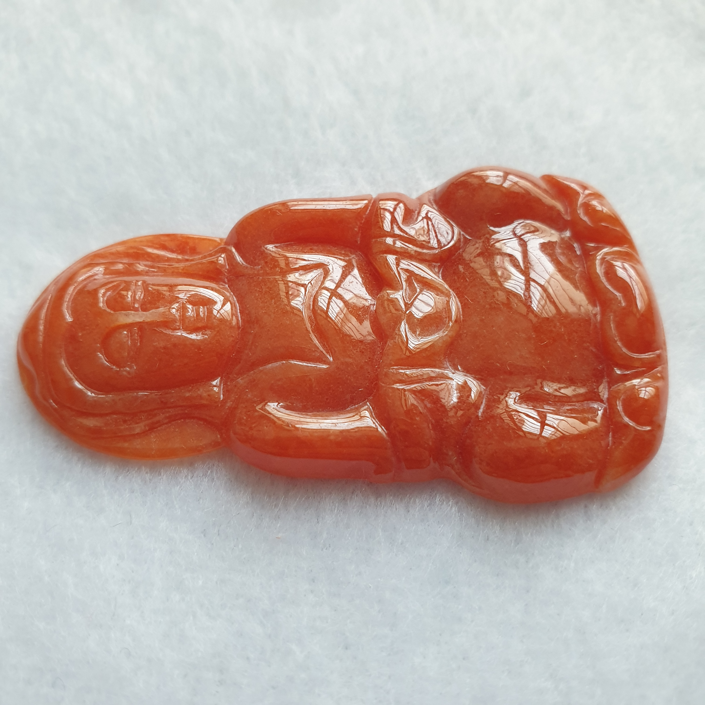 红翡翡翠观音吊坠 (Type A Red Jadeite Jade GuanYin Pendant) PGY96504